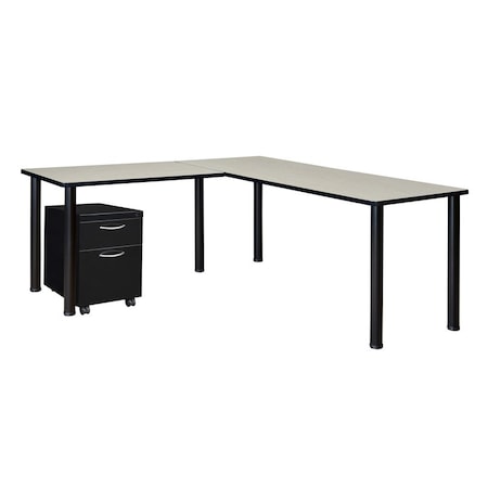 Kee Desking Kee L-Desks with Storage, 66 D X 29 H, 72 W X Wood, Metal MLSPM722442PLBPBK